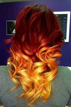 Orange Ombre Hair, Cheveux Oranges, Fire Hair, Nails Ombre, Red To Blonde, Creative Hair, Ombré Hair, Fire Starter, Fantasy Hair