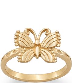 From James Avery&#x2C; this ring features: The folk-art-inspired Festival Butterfly Ring symbolizes happiness&#x2C; freedom&#x2C; hope&#x2C; and new beginnings and makes a joyful gift for her for any occasion. Notice the intricate detailing of the butterfly's wings as it appears to be in full flight. The butterfly sits atop a band that has etched diamond shapes&#x2C; giving this ring stylistic depth. Pairs well with our Festival Butterf James Avery Bracelet, James Avery Charms, We Are Festival, Butterfly Ring, James Avery, Butterfly Charm, The Butterfly, Butterfly Wings, Cocktail Rings