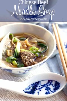 two bowls of soup with chopsticks on the side