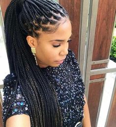 Vacation Braids For Black Hair, Box Braids Ponytail, Vacation Braids, Classic Braids, Elegant Braids, Braids Ponytail, Small Box Braids, Braids For Black, Ladies Cut