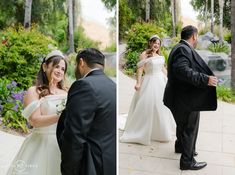 the bride and groom are getting ready to walk down the aisle