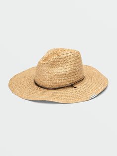 Your new beachin' bestie, this classic wide brim straw hat features an interior sweatband for added comfort, and drawcord with toggle so you can snug it up on a windy day. Featured here in natural. - Features

 - 100% Straw
 - Wide brim straw fedora hat
 - Woven straw with plaited construction, interior sweatband, and drawcord with toggle
 - Volcom woven logo clamp label on side brim
 - Sold Individually/ By Color Casual Toquilla Straw Fedora For Warm Weather, Casual Woven Panama Hat With Curved Brim, Casual Woven Fedora Sun Hat, Casual Toquilla Straw Panama Hat For Warm Weather, Casual Woven Straw Hat For Warm Weather, Casual Woven Straw Hat, Casual Woven Hats For Warm Weather, Casual Straw Sun Hat With Flat Brim, Casual Straw Hat With Curved Brim For Warm Weather