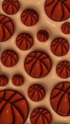 chocolate balls with basketballs on them are arranged in a pattern