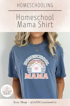 Trendy homeschool Mama shirt, comfort colors Mom shirt or Homeschooling Mom Tshirt! Cute first day of school shirt, or homeschool Mom gift, is a Garment-dyed t-shirt made with 100% ring-spun cotton. These homeschooling shirts are soft-washed, garment-dyed fabric and bring extra coziness to your wardrobe while the relaxed fit makes it an excellent daily choice. Grab these homeschool Mom t-shirts for perfect gifts for Mom, or gifts for Mama! Homeschool T Shirts, Homeschool Tshirt Ideas, Homeschool Tshirt, First Day Of School Shirt