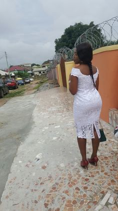 Engagement guest White Lace Dress Short Classy, White Kitenge Dress Designs, Short Gown Styles For White Material, Short White Lace Dress Styles Ghana, White Lace Dress Styles Ghana For Naming Ceremony, White Lace Dress Styles Ghana For Church, White Lace Dress Styles Ghana, Lace Dress Styles Ghana