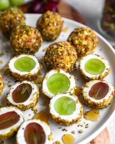 an assortment of appetizers on a white plate