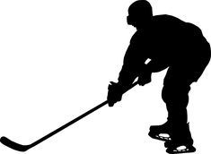 the silhouette of a man playing ice hockey