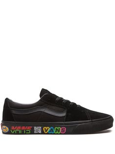 Black leather Sk8-Low sneakers from VANS featuring round toe, flat rubber sole, branded insole, logo print to the side and front lace-up fastening. These styles are supplied by a premium sneaker marketplace. Stocking only the most sought-after footwear, they source and curate some of the most hard to find sneakers from around the world.. | Vans Sk8-Low sneakers Black Urban Vans Sneakers, Urban Black Vans Sneakers, Vans Black Sneakers For Skateboarding, Black Vans Sneakers For Skateboarding, Urban Black Vans Custom Sneakers, Black Sneakers With Logo-print Tongue For Streetwear, Custom Black Lace-up Vans Sneakers, Vans Low-top Skate Shoes For Streetwear, Black Low-top Vans Sneakers