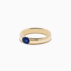 Effy Men's 14K Yellow Gold Blue Sapphire Ring Modern Blue Sapphire Ring In 14k Gold, Blue 14k Gold Signet Ring With Gemstone, Oval Blue Signet Ring In 14k Gold, Blue 14k Gold Signet Ring Fine Jewelry, Formal Blue 14k Gold Signet Ring, Blue Signet Ring With Polished Finish For Promise, Solitaire 14k Gold Jewelry, Classic Blue Sapphire Ring Stamped 14k, Blue 14k Gold Ring Stamped 14k