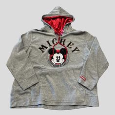 Size 2XL Vintage Mickey Sweatshirt, Mickey Mouse Sweatshirt For Winter Streetwear, Mickey Mouse Fleece Hoodie With Long Sleeves, Mickey Mouse Long Sleeve Fleece Hoodie, Mickey Mouse Fleece Hoodie, Black Mickey Mouse Hooded Hoodie, Black Mickey Mouse Hoodie, Gray Fleece Hooded Top, Gray Hooded Fleece Top