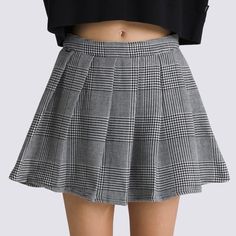 The Nina Plaid Skirt is a classic schoolgirl skirt made in a functional fabric blend with a houndstooth tweed print and size zip entry. 97% Polyester, 3% Elastane fabric Houndstooth tweed Side zip entry | Vans Nina Plaid Pleated Skirt Womens 25 Inch Plaid Lined Mini Skirt For School, Fitted Black Mini Skirt With Houndstooth Pattern, Black Mini Skirt With Houndstooth Pattern, Plaid Mini Pleated Skirt With Lining, Fitted Plaid Pleated Mini Skirt, Plaid Pleated Skirt, Plaid Skirts, Pleated Skirt, Womens Skirt