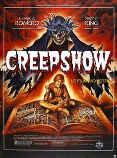 a movie poster for the film creepshow with an image of a demon reading a book