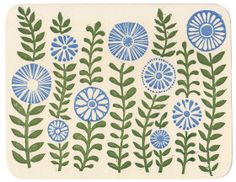 blue and green flowers on white paper