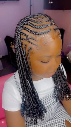 Kids Birthday Hairstyles, Kendall Hairstyles, Kids Fulani Braids, Kids Braided Hairstyles Black Children, Birthday Hairstyles For Kids, Kiddie Hairstyles, Nice Hairstyles