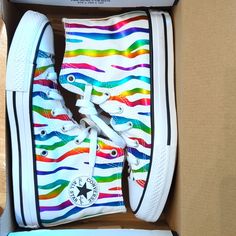 Metallic Rainbow Converse All Star Sneakers. Us 5 Junior. Unworn. Multicolor Converse Sneakers For School, Zebra Converse, Converse Platform High Top, Rainbow Converse, Converse Chuck Taylor Low, Converse Platform, Red High Tops, Red Fish Blue Fish, All Star Sneakers