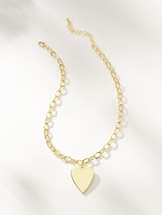 Our Big Love Necklace features a large heart pendant on a classic rolo chain. This statement necklace is the perfect example of why you need necklace pendants in your jewelry collection. | Gold Big Love Heart Pendant Necklace on Rolo Chain | Women's Jewelry by Uncommon James Uncommon James, Large Heart, Gold Bead Necklace, Necklace Pendants, Rolo Chain, Big Love, Beauty Items, Love Necklace, Heart Pendant Necklace