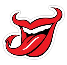 a red lips sticker with the tongue sticking out from it's center lip