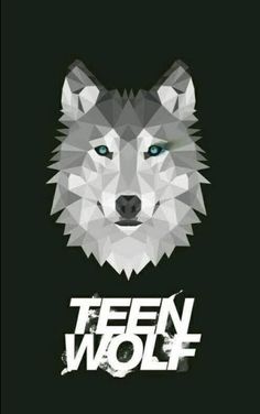 a wolf with blue eyes and the words teen wolf