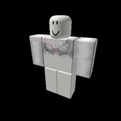 a white lego figure with a pink flower on it's chest