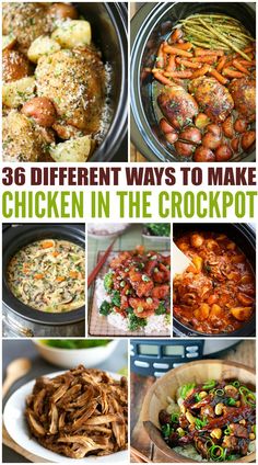 chicken in the crockpot collage with text overlay that reads 30 different ways to make chicken in the crockpot