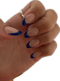 Rounded Acrylic Nails, Hoco Nails, Wave Nails, Dark Blue Nails, Navy Nails, Blue Acrylic Nails, Girly Acrylic Nails, French Tip Acrylic Nails