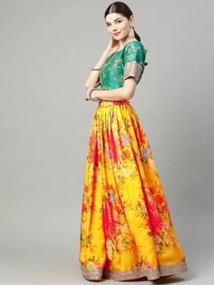 Mustard yellow and green embroidered lehenga choli with dupatta
Green embroidered unstitched blouse
Mustard yellow and red printed semi-stitched lehenga, has drawstring closure, flared hem
Mustard yellow and red printed dupatta, taping border
Size & Fit
Choli at Bust: Customizable upto 42 inches
Lehenga waist: Customizable upto 40 inches
Lehenga Length: 45 inches
Lehenga Flare: 3.40 m
Dupatta Length: 2.20 m
Dupatta Width: 1.05 m
Material & Care
Lehenga fabric: Organza Silk
Blouse fabric: Silk
Le Yellow Anarkali Set With Traditional Drape And Printed Motifs, Anarkali Sets With Printed Motifs In Yellow, Yellow Printed Motifs Anarkali Set For Festivals, Yellow Anarkali Set With Printed Motifs For Festivals, Yellow Anarkali Set With Printed Motifs For Navratri, Yellow Saree Set With Printed Motifs, Yellow Salwar Kameez With Printed Motifs, Yellow Floral Print Anarkali Set For Festivals, Yellow Sharara With Printed Motifs For Navratri