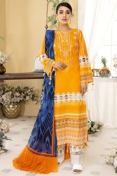 Mirah by Reign D-09 NARANGI Luxury Digital Print Dupatta For Festivals, Luxury Festive Digital Prints For Women, Luxury Festive Dupatta With Digital Print, Luxury Festive Unstitched Suit With Digital Print, Luxury Blue Lawn Suit With Digital Print, Luxury Lawn Suit For Festivals, Luxury Festive Organza Lawn Suit, Luxury Women's Festive Digital Prints, Luxury Organza Lawn Suit For Festivals