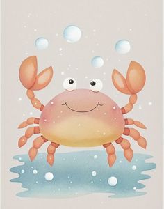 a crab with bubbles floating in the water