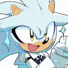 sonic the hedgehog is wearing a suit and pointing at something with his right hand