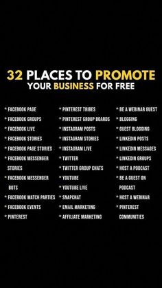 the 32 places to promote your business for free on social media sites, facebook and twitter