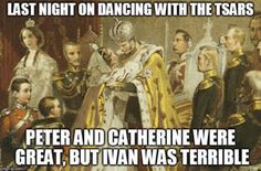 an image of a group of people dressed in medieval clothing with caption that reads, last night on dancing with the tsars peter and cathere were great, but van was terrible