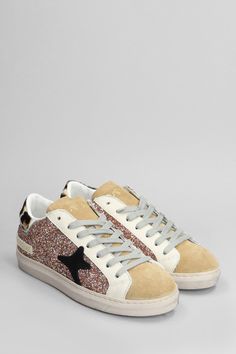 Sneakers in multicolor glitter, round toe, laces, perforated upper toe, side leather logo , suede details, glitter details, rubber sole, 100% leather, Made in Italy Trendy Multicolor Glitter Sneakers, Casual Leather Sneakers With Glitter Accents, Multicolor Perforated Round Toe Sneakers, Sporty Leather Sneakers With Glitter Accents, Low-top Leather Sneakers With Glitter Accents, Gold Glitter Low-top Sneakers, Low-top Leather Glitter Sneakers, Gold Low-top Sneakers With Glitter Accents, Gold Glitter Lace-up Sneakers