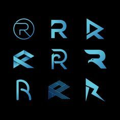 the letters are made up of different shapes and sizes, all in blue on black