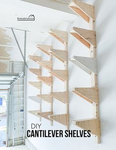 the shelves are made out of plywood and have been assembled to look like shelving