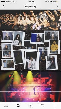 an instagram photo collage with photos of people on stage