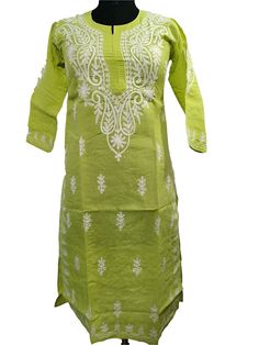 Women Green Cotton Dress,Indian Readymade Ladies Kurta,Chikankari Kashmiri Kurti Emerald Green Velvet Dress, Long Shirt Tops, Green Cotton Dress, Embroidery Kurti, Kurti Dress