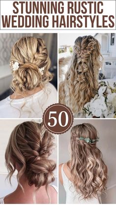 Wedding Hairstyles Country Wedding Hair Updo, Woodsy Wedding Hairstyles, Rustic Wedding Hairstyles Half Up, Brides Long Hair Styles, Beach Hairstyles For Long Hair Wedding, Rustic Wedding Hairstyles With Veil, October Wedding Hairstyles, Country Style Hairstyles, Rustic Bridal Hairstyles