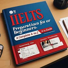 a book on ielts preparation for beginners sitting on a desk next to a computer