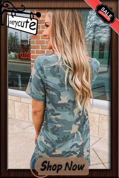 Camouflage Print V Neck Short Sleeve T Shirt Camouflage Print, Short Sleeve T Shirt, T Shirt Women, Women Tops, Shirt Women, Camouflage, V Neck, T Shirt