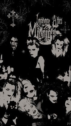 a group of people in black and white with the words human after midnight on them