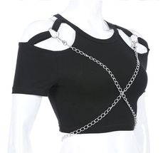 Shirt With Chains, Rok Mini, Mode Tips, Punk T Shirt, Crop Top Outfits, Really Cute Outfits, Kawaii Clothes, Cosplay Outfits, Edgy Outfits