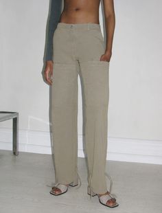 Low-waist pants with frontal pockets. Leg bottom with ribbon. Low Waist Pants, Ribbon, Pants, Clothes, Trousers