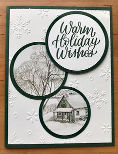 a handmade christmas card with the words warm holiday wishes in black and white on it