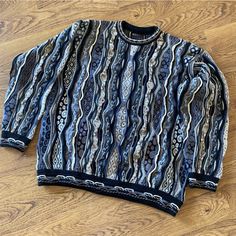 Large Merino Wool Sweater Similar In Style To Coogi. Knitted 3 Dimensional Crew Neck. Purchased In Australia. Lovely Muted Blue & Brown Color Scheme. Excellent Vintage Condition. Smoke And Pet Free Home. Blue Brown Color Scheme, Brown Color Scheme, Brown Color Schemes, Muted Blue, Merino Wool Sweater, Sweaters Crewneck, Wool Sweater, Wool Sweaters, Color Scheme