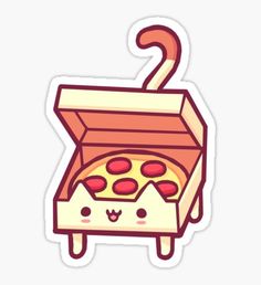 a pizza box sticker with a cat in it