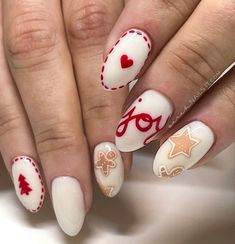 White Christmas Nails Design, White Christmas Nails, Summery Nails, Casual Nails