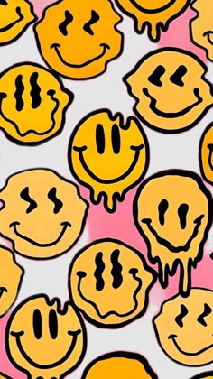 many smiley faces are drawn in different colors