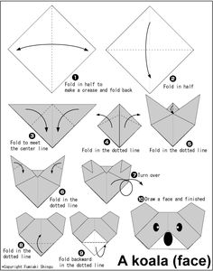 how to make an origami koala face step by step instructions for kids