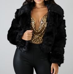 This Fuzzy Jacket Features, Is A Faux Fur, Non-Stretch Fabric, With Satin Underlining, Long Sleeves, Front Clip Closures. Model Is Wearing A Small Faux Fur Long Sleeve Outerwear For Party, Faux Fur Long Sleeve Party Outerwear, Long Sleeve Faux Fur Outerwear For Parties, Party Faux Fur Outerwear With Long Sleeves, Faux Fur Outerwear For Fall Party, Faux Fur Outerwear For Night Out In Fall, Fall Faux Fur Outerwear For Night Out, Long-sleeved Outerwear With Faux Fur Lining For Night Out, Trendy Faux Fur Party Outerwear