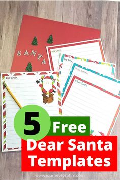 five free dear santa templates with the text overlay that says 5 free dear santa templates